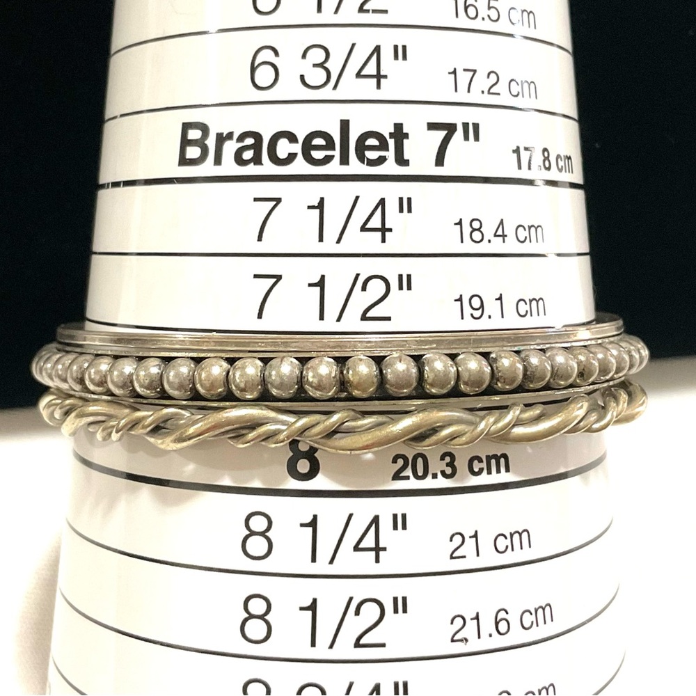 3 Piece Silver Tone Bangle Lot - Picture 5 of 5